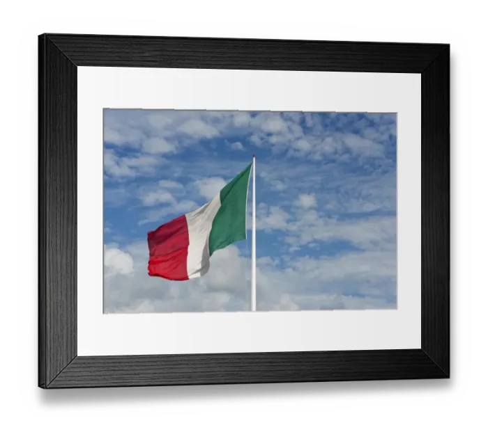Framed Print : Italian flag against cloudy sky Framed Print : Italian flag against cloudy sky