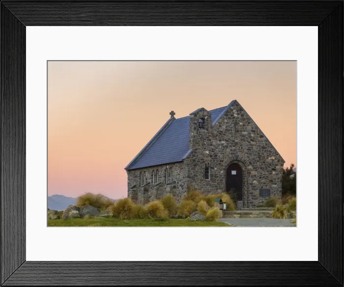 Framed Print : Church of the Good Shepherd at Lake Tekapo in the evening light, Lake Tekapo, Canterbury Region, New Zealand Framed Print : Church of the Good Shepherd at Lake Tekapo in the evening light, Lake Tekapo, Canterbury Region, New Zealand