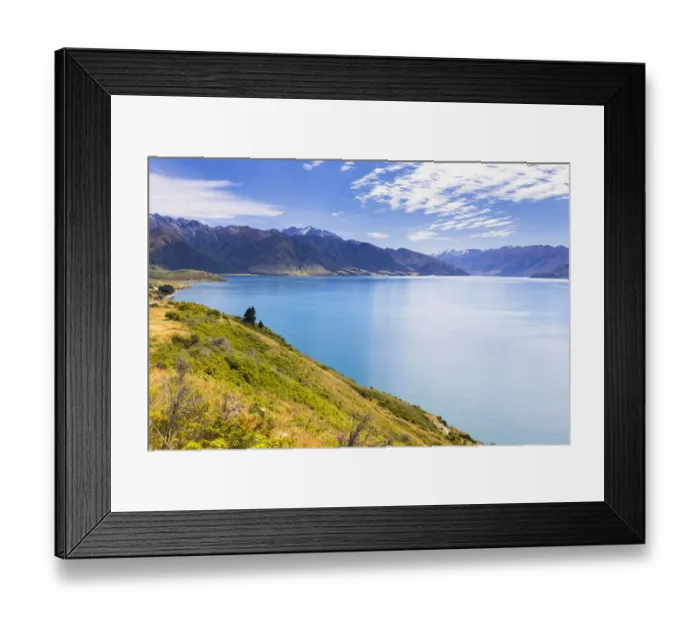 Framed Print : Lake Hawea with views of the Hunter Valley, The Neck, Otago Region, New Zealand Framed Print : Lake Hawea with views of the Hunter Valley, The Neck, Otago Region, New Zealand