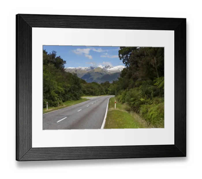 Framed Print : Hst Highway with views of the Southern Alps and Mount Macfarlane, 2057m, Hst, West Coast Region, New Zealand Framed Print : Hst Highway with views of the Southern Alps and Mount Macfarlane, 2057m, Hst, West Coast Region, New Zealand