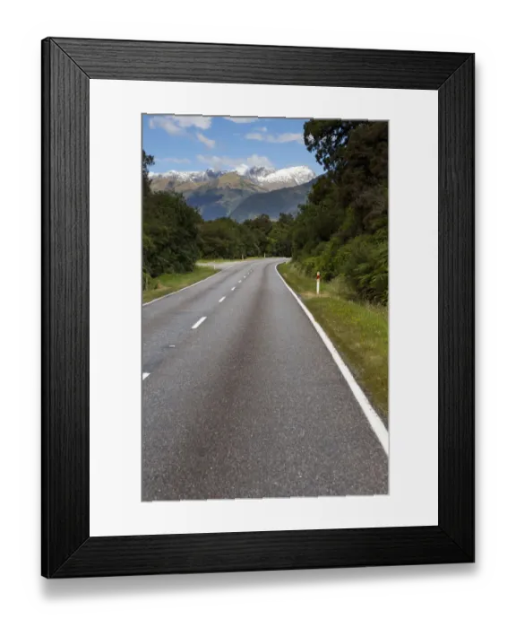 Framed Print : Hst Highway with views of the Southern Alps and Mount Macfarlane, 2057m, Hst, West Coast Region, New Zealand Framed Print : Hst Highway with views of the Southern Alps and Mount Macfarlane, 2057m, Hst, West Coast Region, New Zealand