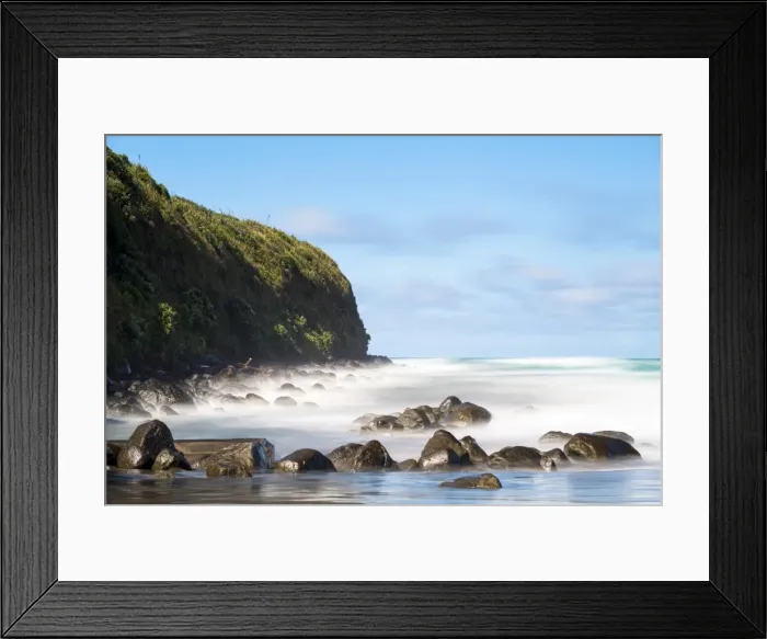 Framed Print : Surf washing over rocks on the beach, Opunake, Taranaki Region, New Zealand Framed Print : Surf washing over rocks on the beach, Opunake, Taranaki Region, New Zealand
