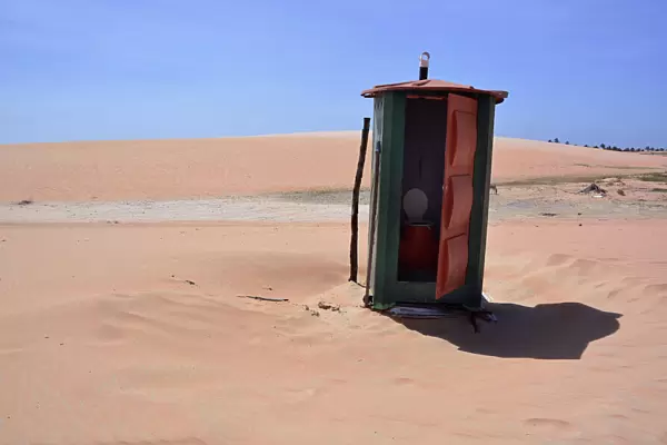 Portable toilet on the beach, Jijoca de Jericoacoara, Ceara, Brazil