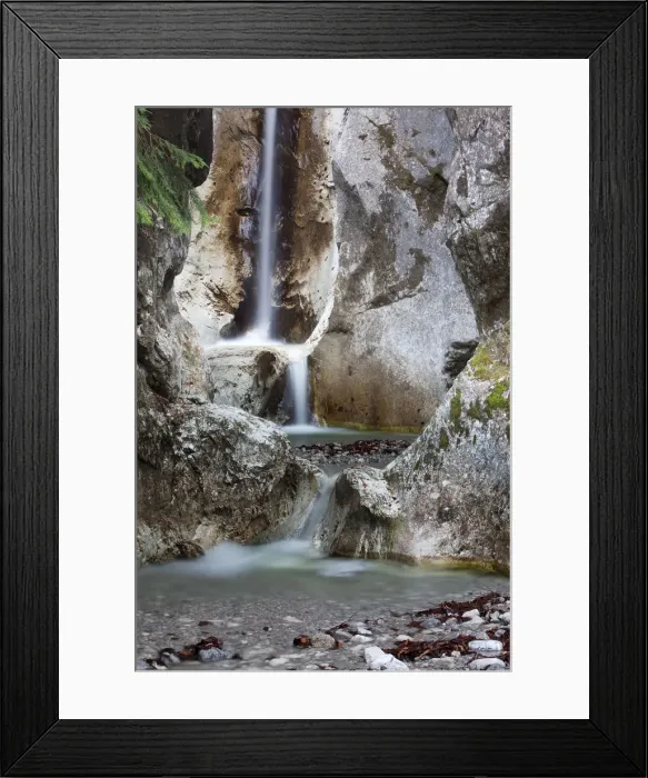 Framed Print : Waterfall in Heckenbachklamm gorge, near Kochel, Bavaria, Germany Framed Print : Waterfall in Heckenbachklamm gorge, near Kochel, Bavaria, Germany