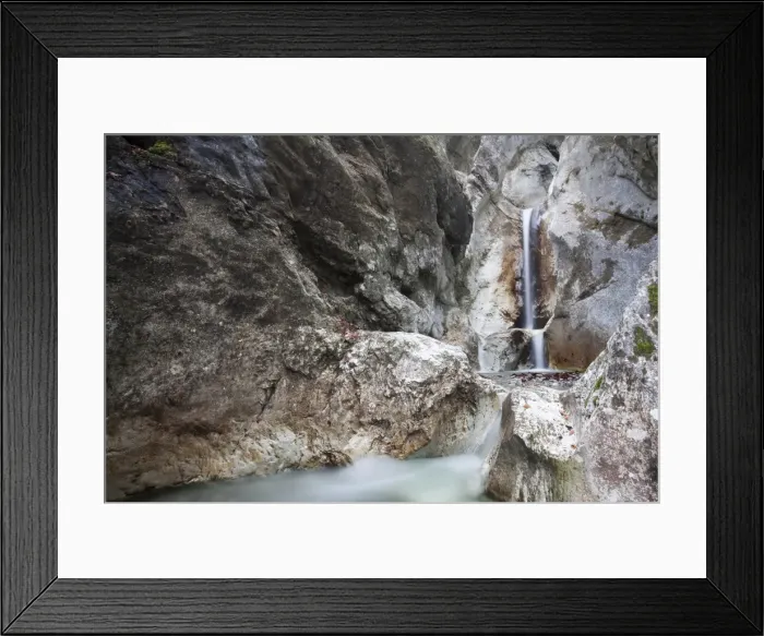 Framed Print : Waterfall in Heckenbachklamm gorge, Kochel am See, Upper Bavaria, Bavaria, Germany Framed Print : Waterfall in Heckenbachklamm gorge, Kochel am See, Upper Bavaria, Bavaria, Germany