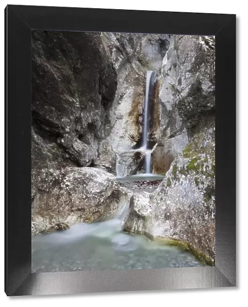 Waterfall in Heckenbachklamm gorge, Kochel am See, Upper Bavaria, Bavaria, Germany