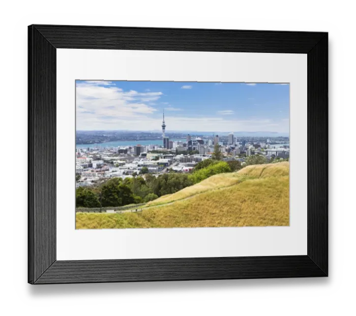 Framed Print : View from Mount Eden, a volcano mountain, over Auckland, Mount Eden, Auckland, Auckland Region, New Zealand