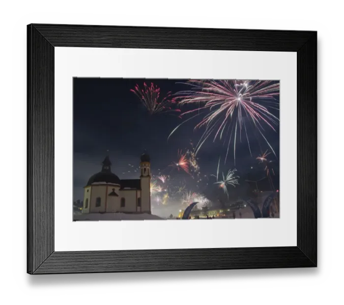 Framed Print : New Years Eve fireworks in Seefeld, Tyrol, Austria Framed Print : New Years Eve fireworks in Seefeld, Tyrol, Austria
