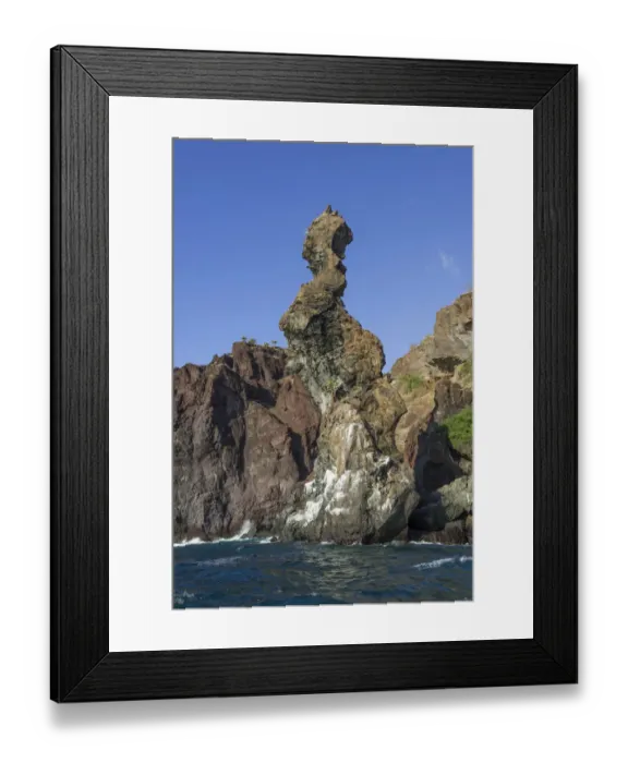 Framed Print : Praying Monk rock formation at the lava coast, San Salvador Island, Galapagos Islands, Ecuador Framed Print : Praying Monk rock formation at the lava coast, San Salvador Island, Galapagos Islands, Ecuador
