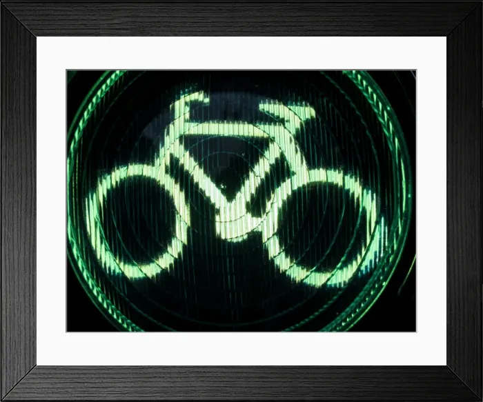 Framed Print : Green bicycle traffic lights Framed Print : Green bicycle traffic lights