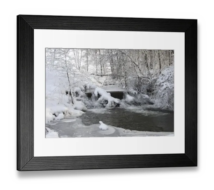 Framed Print : Stream in winter, Bavaria, Germany Framed Print : Stream in winter, Bavaria, Germany