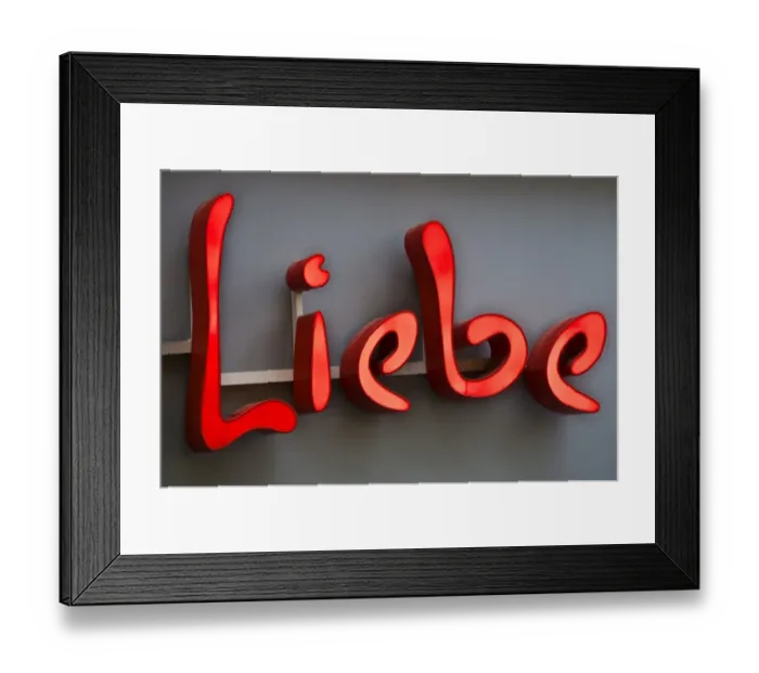 Framed Print : Neon sign with the word Liebe, German for Love Framed Print : Neon sign with the word Liebe, German for Love