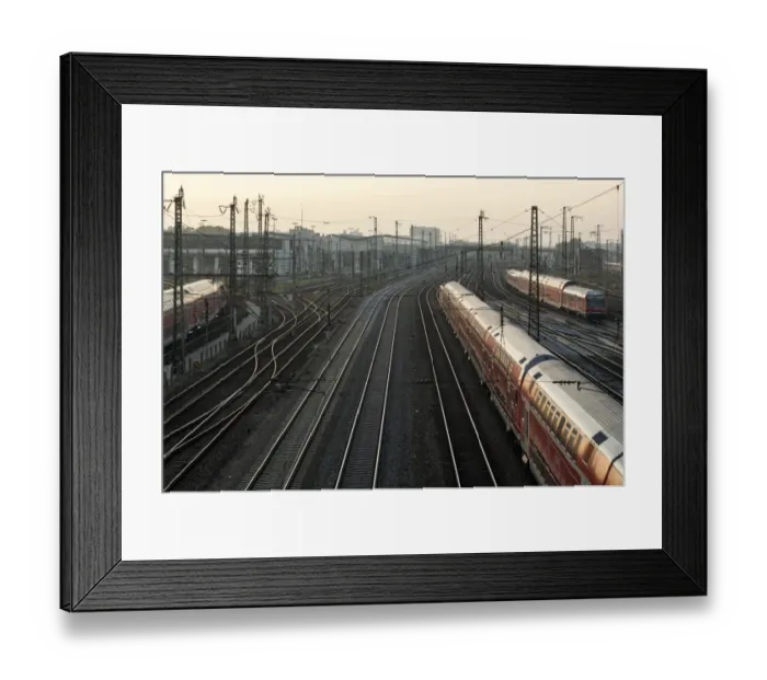 Framed Print : Railway tracks near Munichs main railway station, Munich, Upper Bavaria, Bavaria, Germany