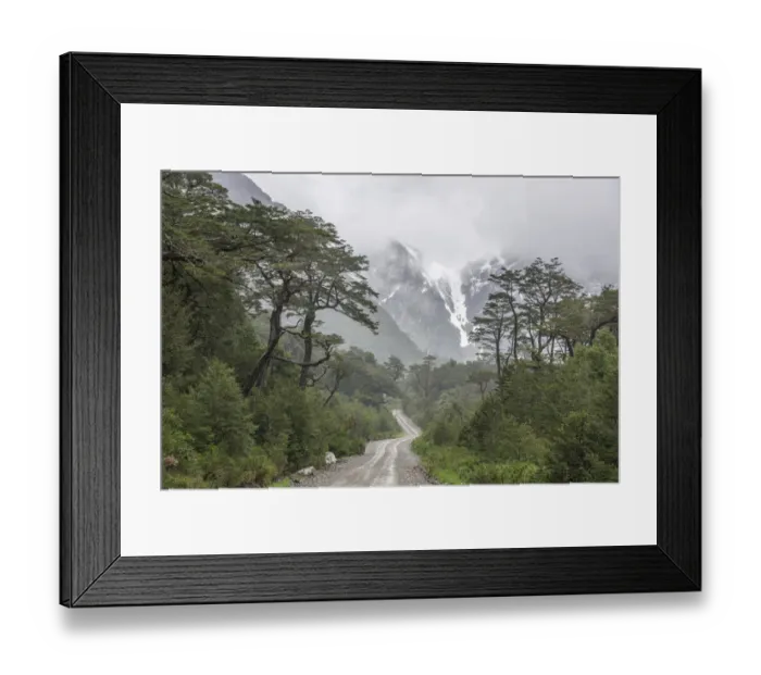 Framed Print : Carretera Austral, gravel road through untouched nature, Cisnes, Aysen Province, Chile Framed Print : Carretera Austral, gravel road through untouched nature, Cisnes, Aysen Province, Chile