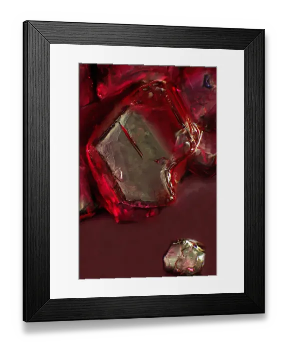 Framed Print : Sugar crystal, ordinary table sugar dissolves in cherry juice, photomicrography Framed Print : Sugar crystal, ordinary table sugar dissolves in cherry juice, photomicrography