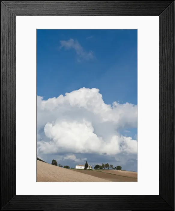 Framed Print : House and fields, cloudy sky, Sierra de Cadiz, Andalusia, Spain Framed Print : House and fields, cloudy sky, Sierra de Cadiz, Andalusia, Spain