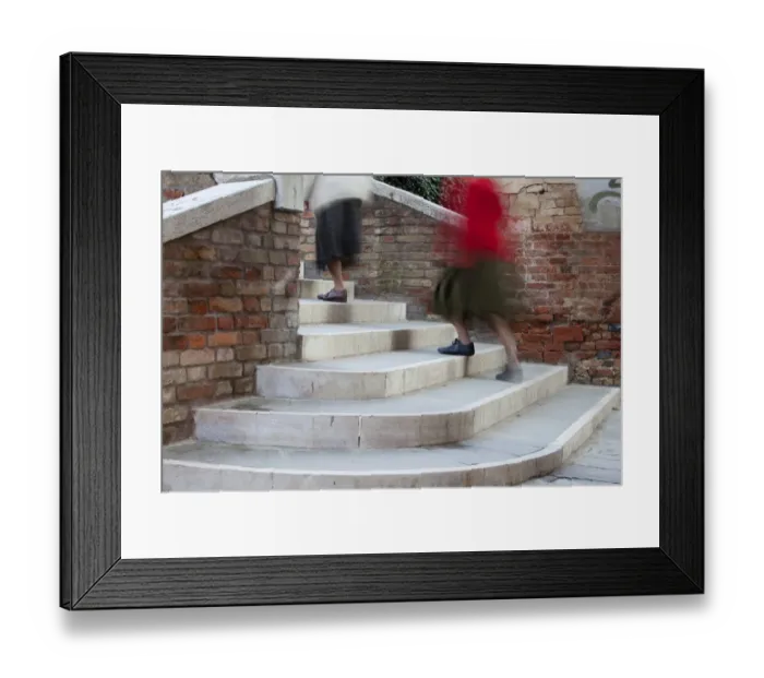 Framed Print : People climbing the steps of a footbridge, Venice, Venezien, Italy