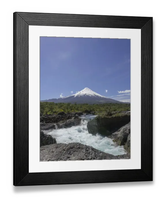 Framed Print : Waterfall of the Rio Petrohue and the Osorno volcano, Parc Nacional Vicente Perez Ros, Puerto Varas, Los Lagos Region, Chile Framed Print : Waterfall of the Rio Petrohue and the Osorno volcano, Parc Nacional Vicente Perez Ros, Puerto Varas, Los Lagos Region, Chile