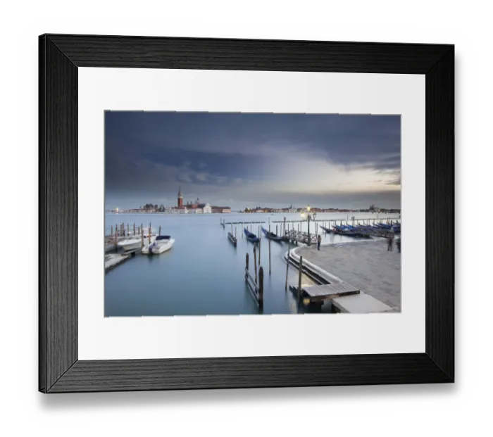 Framed Print : Gondolas and San Giorgio Maggiore at back, from St Marks Square, Venice, Venezien, Italy Framed Print : Gondolas and San Giorgio Maggiore at back, from St Marks Square, Venice, Venezien, Italy