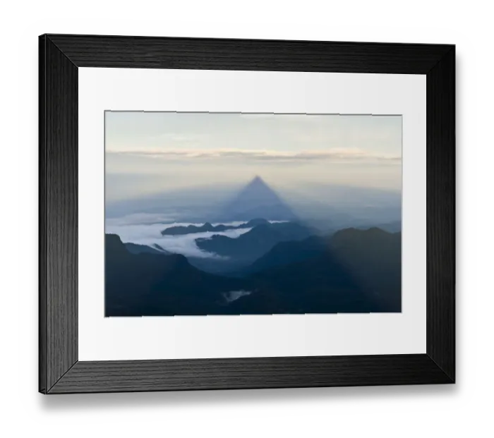Framed Print : Pilgrim mountain, sun creating a triangle shadow in the landscape, image of God, Buddhist temple, Adams Peak, Sri Pada, Dalhousie, Zentrales Hochland, Sri Lanka Framed Print : Pilgrim mountain, sun creating a triangle shadow in the landscape, image of God, Buddhist temple, Adams Peak, Sri Pada, Dalhousie, Zentrales Hochland, Sri Lanka
