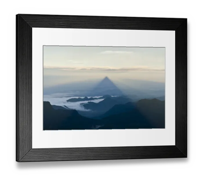Framed Print : Pilgrim mountain, sun creating a triangle shadow in the landscape, image of God, Buddhist temple, Adams Peak, Sri Pada, Dalhousie, Zentrales Hochland, Sri Lanka Framed Print : Pilgrim mountain, sun creating a triangle shadow in the landscape, image of God, Buddhist temple, Adams Peak, Sri Pada, Dalhousie, Zentrales Hochland, Sri Lanka