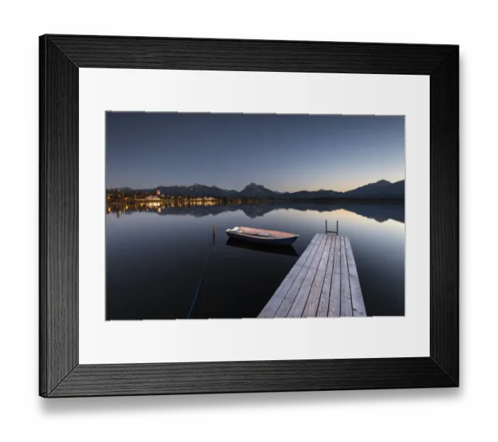 Framed Print : Evening light at Hopfensee Lake with jetty and rowing boat, Allgaeu Alps at back, Fuessen, Ostallgaeu region, Allgaeu, Bavaria, Germany, Europe Framed Print : Evening light at Hopfensee Lake with jetty and rowing boat, Allgaeu Alps at back, Fuessen, Ostallgaeu region, Allgaeu, Bavaria, Germany, Europe