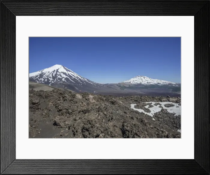 Framed Print : Lonquimay volcano, left, and Tolhuaca volcano, Lonquimay, Region de la Araucania, Chile Framed Print : Lonquimay volcano, left, and Tolhuaca volcano, Lonquimay, Region de la Araucania, Chile