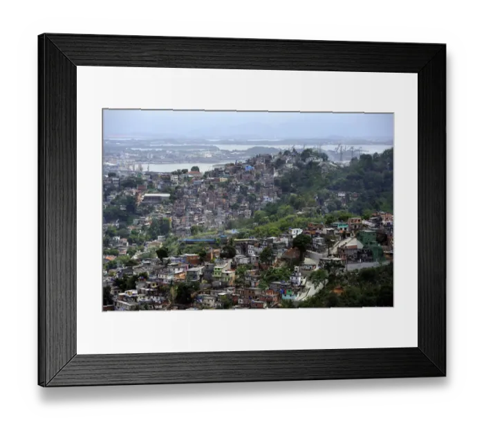 Framed Print : Slums, favelas, on mountain slopes, Rio de Janeiro, Brazil Framed Print : Slums, favelas, on mountain slopes, Rio de Janeiro, Brazil