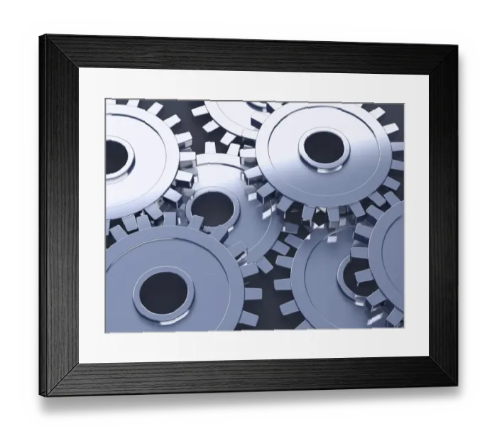 Framed Print : Many gears, 3D illustration Framed Print : Many gears, 3D illustration