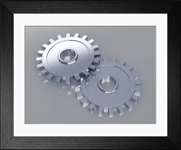 Framed Print : Two gears, 3D illustration Framed Print : Two gears, 3D illustration