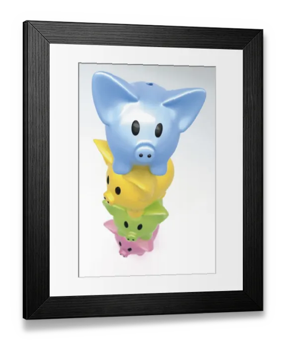 Framed Print : Stacked piggy banks Framed Print : Stacked piggy banks