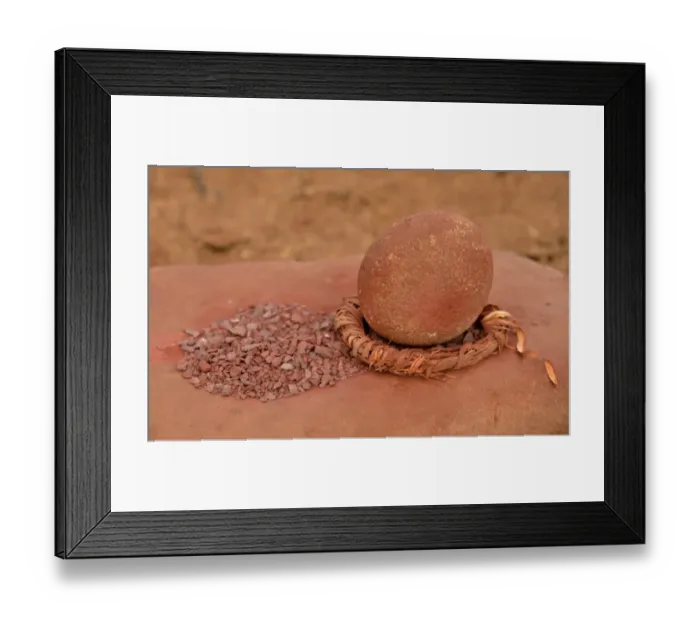 Framed Print : Grinding tool and red iron rocks ??used for the traditional skin cream of the Himba, Omuramba, Kaokoland, Kunene, Namibia Framed Print : Grinding tool and red iron rocks ??used for the traditional skin cream of the Himba, Omuramba, Kaokoland, Kunene, Namibia