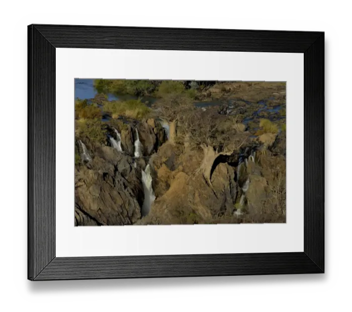 Framed Print : Epupa Falls, waterfalls of the Kunene River on the Namibian-Angolan border, Kunene Region, Namibia Framed Print : Epupa Falls, waterfalls of the Kunene River on the Namibian-Angolan border, Kunene Region, Namibia