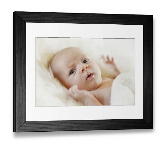 Framed Print : Baby girl, 3 months, lying on a sheepskin Framed Print : Baby girl, 3 months, lying on a sheepskin