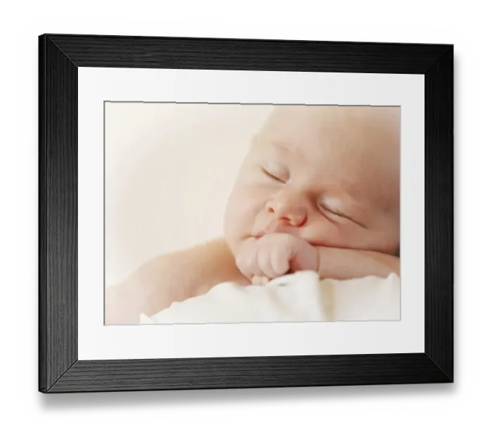 Framed Print : Baby girl, 3 months, being held by her mother, sleeping, portrait Framed Print : Baby girl, 3 months, being held by her mother, sleeping, portrait