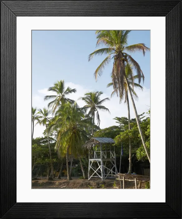 Framed Print : Lookout tower, Playa Cocles, Puerto Viejo de Talamanca, Costa Rica, Central America
