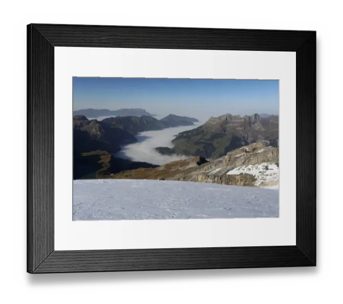 Framed Print : View over a sea of fog from Titlis Mountain, Obwalden, Switzerland, Europe Framed Print : View over a sea of fog from Titlis Mountain, Obwalden, Switzerland, Europe