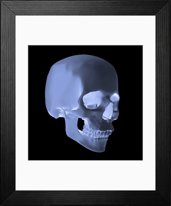 Framed Print : Human skull, glow effect, 3D illustration Framed Print : Human skull, glow effect, 3D illustration