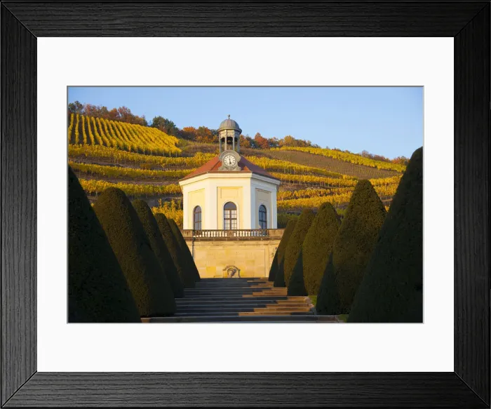 Framed Print : Belvedere of Schloss Wackerbarth on Johannisberg Mountain in autumn, Radebeul, Saxony, Germany Framed Print : Belvedere of Schloss Wackerbarth on Johannisberg Mountain in autumn, Radebeul, Saxony, Germany