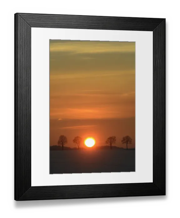 Framed Print : Wintry sunset, Kurten-Spitze, North Rhine-Westphalia, Germany