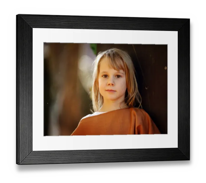 Framed Print : Girl, 7 years, portrait, outdoors