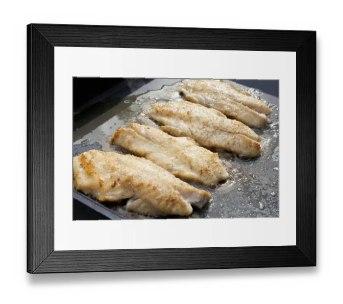Framed Print : Redfish fillets being fried Framed Print : Redfish fillets being fried
