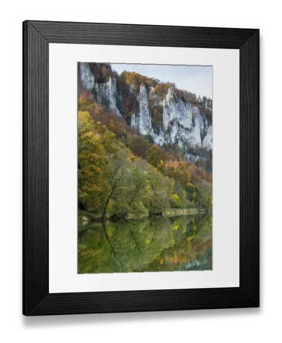 Framed Print : Craggy limestone cliffs with a deciduous forest with autumnal colours in the Danube Valley, Baden-Wuerttemberg, Germany, Europe Framed Print : Craggy limestone cliffs with a deciduous forest with autumnal colours in the Danube Valley, Baden-Wuerttemberg, Germany, Europe
