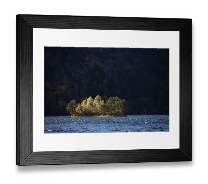 Framed Print : Island in the stormy Eibsee Lake, autumn, Bavaria, Germany, Europe Framed Print : Island in the stormy Eibsee Lake, autumn, Bavaria, Germany, Europe