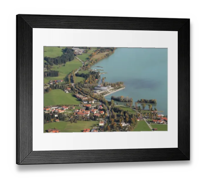 Framed Print : Aerial view, Festspielhaus theatre on Forggensee lake near Fuessen in Ostallgaeu, Allgaeu, Bavaria, Germany, Europe Framed Print : Aerial view, Festspielhaus theatre on Forggensee lake near Fuessen in Ostallgaeu, Allgaeu, Bavaria, Germany, Europe