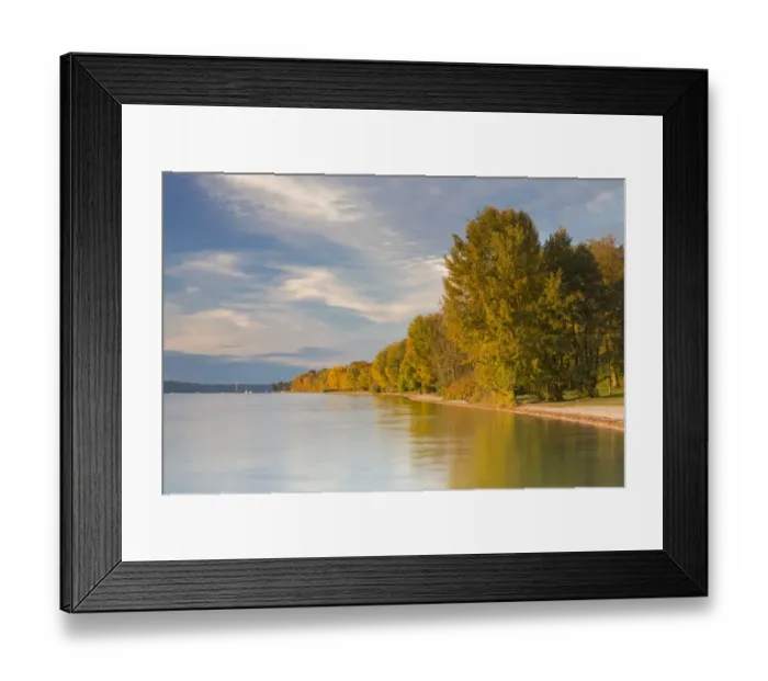 Framed Print : Evening in autumn at Lake Starnberg near Ambach, Bavaria, Germany, Europe, PublicGround