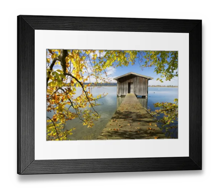Framed Print : Fishermans hut in autumn at Kochelsee Lake, Bavaria, Germany, Europe, PublicGround Framed Print : Fishermans hut in autumn at Kochelsee Lake, Bavaria, Germany, Europe, PublicGround