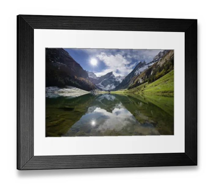 Framed Print : Seealpsee Lake, with reflections of Mt Saentis, Schwende, Appenzeller Alpen, Canton of Appenzell Innerrhoden, Switzerland Framed Print : Seealpsee Lake, with reflections of Mt Saentis, Schwende, Appenzeller Alpen, Canton of Appenzell Innerrhoden, Switzerland