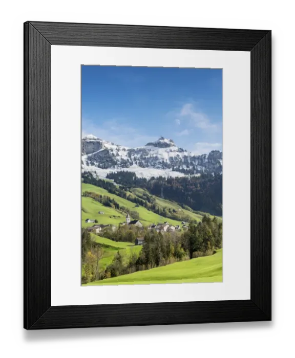 Framed Print : Green pastures in Appenzellerland with the community of Bruelisau and the snow-capped Appenzell Alps, Canton of Appenzell-Innerrhoden, Switzerland, Europe Framed Print : Green pastures in Appenzellerland with the community of Bruelisau and the snow-capped Appenzell Alps, Canton of Appenzell-Innerrhoden, Switzerland, Europe