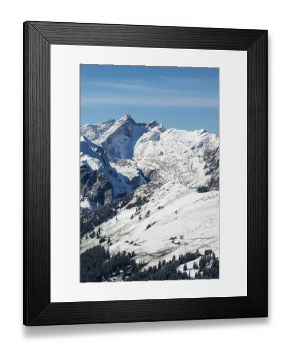Framed Print : Snow-covered Saentis mountain, 2501m, seen from the southeast, Alpsigel below, canton of Appenzell Innerrhoden, Switzerland, Europe Framed Print : Snow-covered Saentis mountain, 2501m, seen from the southeast, Alpsigel below, canton of Appenzell Innerrhoden, Switzerland, Europe